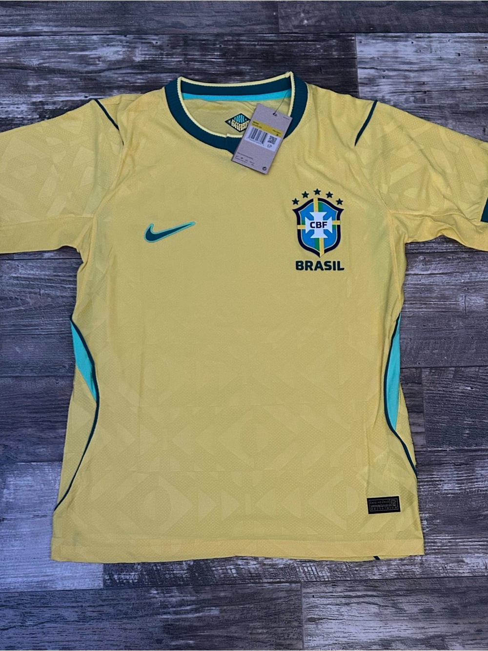 Brasil Men's Yellow Soccer Jersey with Teal Accents